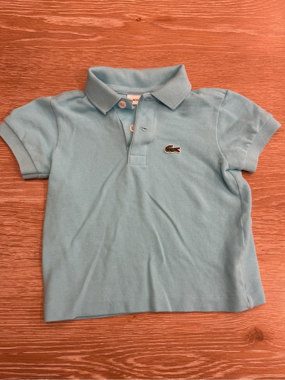 Lacoste Kids Polo in Pale Blue with Crocodile Logo size 2